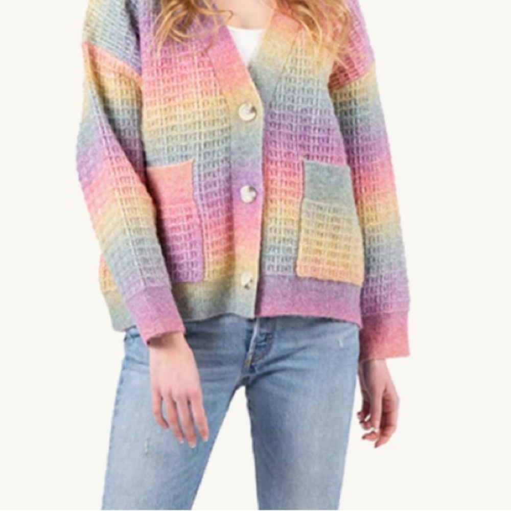 Lyla and Luxe Maya Textured Cardigan -RAINBOW 🌈 XS